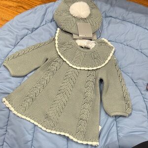 Green and white tahari dress hat and sock bundle NWT 3-6 month